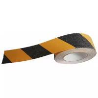 Самоклеющаяся противоскользящая лента  ANTI SLIP TAPE крупной зернистости (60 GRIT) черная со светоотражающей полосой