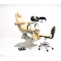 M2-JX-N  Гинекологическое электроприводное кресло в комплекте со стулом врача, бежевое