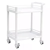 МЕТ ТP-100 Стол манипуляционный пластиковый двухполочный. с трёхсторонними боковыми ограждениями