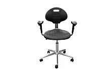 КР12 Кресло с подлокотником каркас гальваника/сиденье полиуретан черный