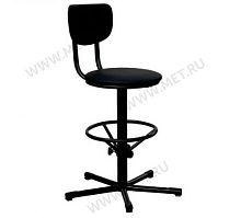 КР03  Винтовой стул с пятилучьем без колёс, оборудованный усиленным кольцом для ног, чёрный