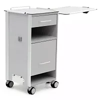 C-EY-02 Прикроватная тумба из HPL-пластика, с выдвижным поворотно-откидным столиком, серая